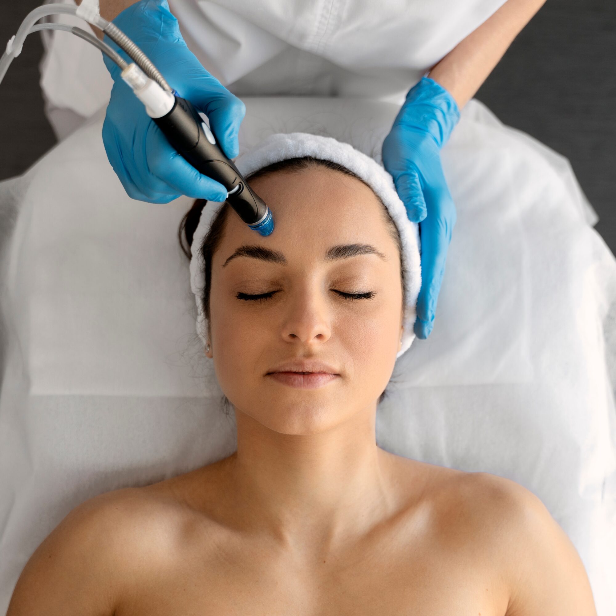 Female at cosmetic beauty spa, skin peel